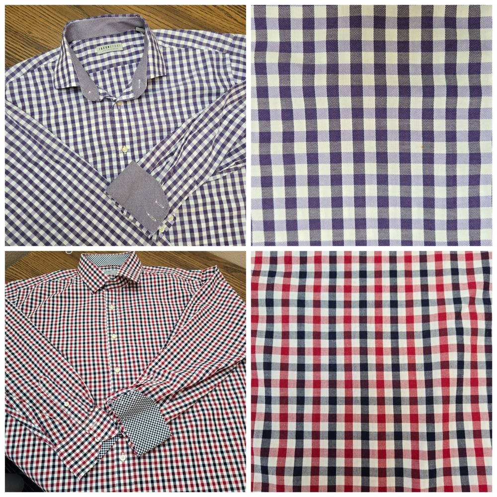 2 Jack Stone Gingham Dress Shirt Long Sleeve‎ Button Down Size XL